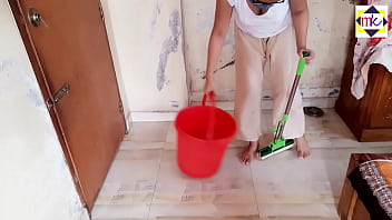 Cleaning floor milf nude ass
